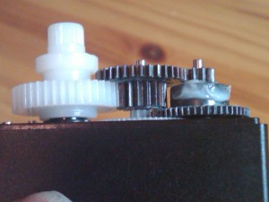 Servo motor gears, side view