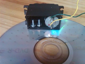 Servo motor attached to DVD