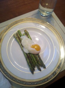 Sous vide egg over asparagus